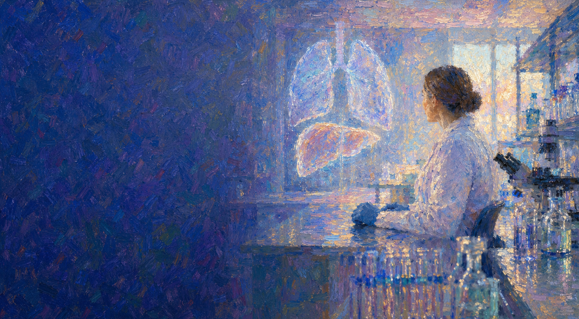 Researcher studying organ protection in a laboratory